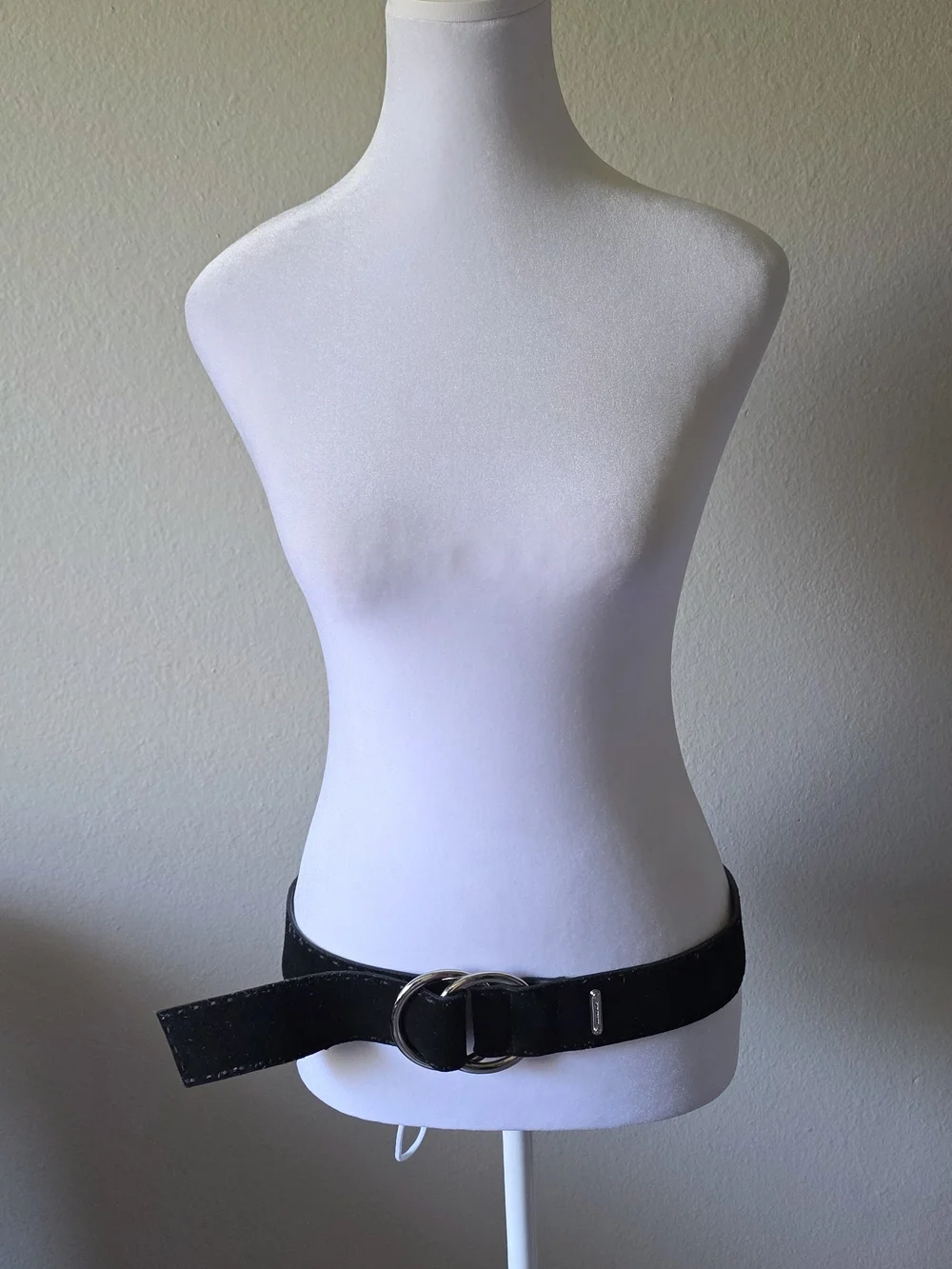 Vintage Y2K Michael Kors Black Leather Silver Buckle Loop Belt Large